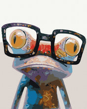 Lade das Bild in den Galerie-Viewer, &quot;Frosch mit Brille&quot; Leinwand Malen nach Zahlen Komplett-Set
