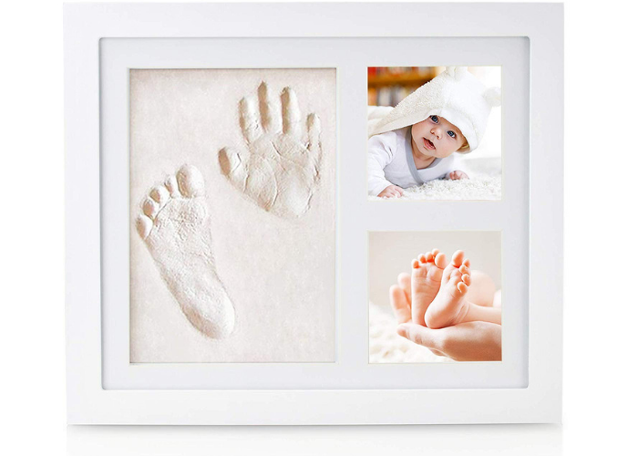 NIMAXI Baby Bilderrahmen mit Gipsabdruck, Größe 23x28cm, weiß